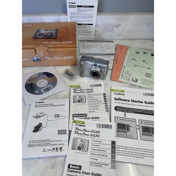 Canon PowerShot A530 5.0MP Digital Camera Silver Possible Low Battery Issue AsIs - Picture 1 of 15